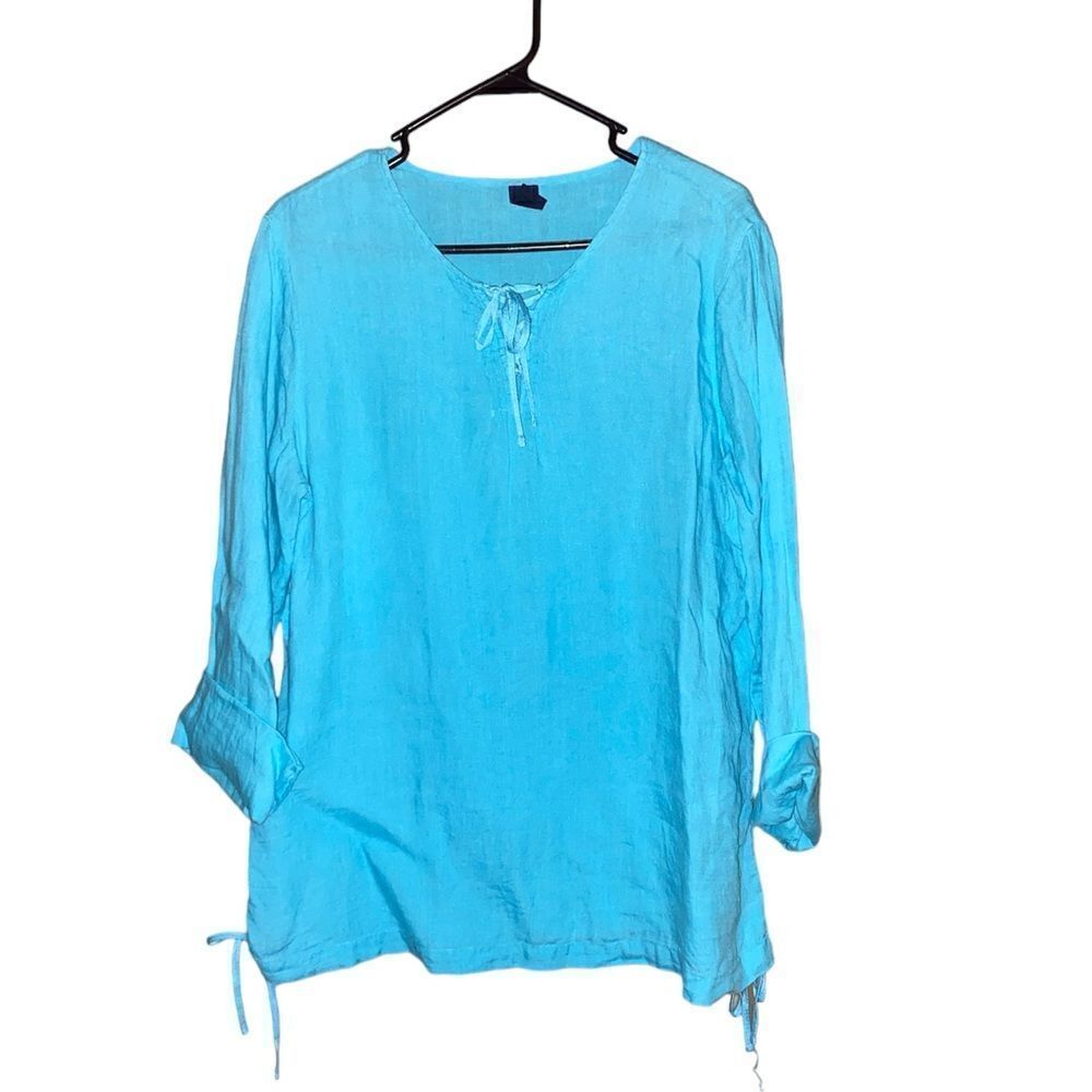 Gap 100% Linen Blue Top Size XL